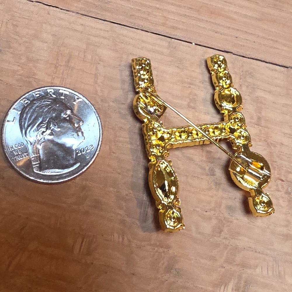 Nwot Letter H Initial Name letter Jeweled Multicolor Brooch Personalized Gift - Picture 2 of 4